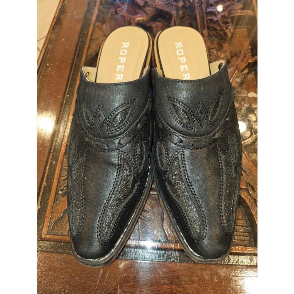 Women's Roper Black Leather Mules Size 10